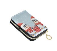 Mnsruu 252christmas Penguin Small Compact Card Case with 11 Slots for Credit Cards, Cash & Coins, RFID Blocking Wallet for Travel & Everyday Use