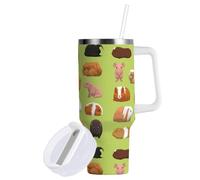 Mnsruu 30 OZ Tumbler with Straw and Lid,Various Breeds Guinea Pig Travel Mug Stainless Steel Double Wall Vacuum Insulated Water Bottle for Hot and Cold Drinks