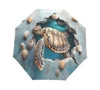 Mnsruu 3d Sea Turtle Wall Folding Umbrella Auto Open Close Compact Umbrella Windproof Waterproof for Rain Sun UV