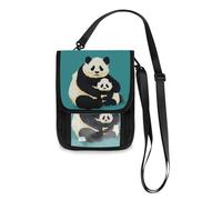 Mnsruu Adult Panda and Baby Panda Travel Wallet Passport Holder Credit Card Gadget Holder Pouch Bag Unisex Crossbody Wallet Travel Neck Wallet with Adjustable Strap