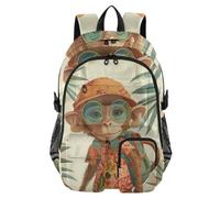 Mnsruu Adventure Monkey School Backpack with Laptop Compartment, Big School Bag for Teenager Girls Boys, 17.5 Travel Rucksack Backpack for School Casual Daypacks College Work