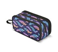 Mnsruu Alligator Neon Black Pencil Case Large Capacity Pen Bag 3 Compartment Pencil Pouch Stationery for Office College School Teen Student Girl Boy