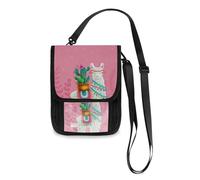 Mnsruu Alpaca Llama Cactus Pink Travel Wallet Passport Holder Credit Card Gadget Holder Pouch Bag Unisex Crossbody Wallet Travel Neck Wallet with Adjustable Strap