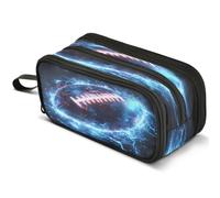 Mnsruu American Football Lightning Pencil Case Large Capacity Pen Pouch Pencil Bag with 3 Compartments Pen Holder Organizer Stationery Bag