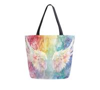 Mnsruu Angel Wings Watercolor Canvas Tote Bag Women Large Shoulder Bag Reusable Grocery Shopping Bag Handbag Purse