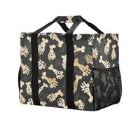 Mnsruu Animal Footprints and Bones Reusable Grocery Bags Shopping Bags Kitchen Travel Tote Bag Washable Beach Bag