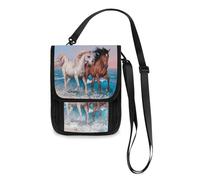 Mnsruu Animal Love Horse Couple Travel Wallet Passport Holder Credit Card Gadget Holder Pouch Bag Unisex Crossbody Wallet Travel Neck Wallet with Adjustable Strap