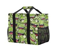 Mnsruu Astonishing Green Frog Reusable Grocery Bags Shopping Bags Kitchen Travel Tote Bag Washable Beach Bag