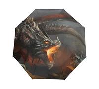 Mnsruu Automatic Umbrella Compact Knight Fighting Dragon Travel Folding Umbrella Portable Umbrella for Women and Men
