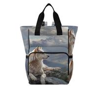 Mnsruu Baby Diaper Bag Backpack The Wolf Lying on The Mountain Large Bag Waterproof Travel Diaper Bags for Moms and Dads