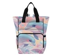 Mnsruu Baby Diaper Bag Backpack Three Cute Dolphin Large Bag Waterproof Travel Diaper Bags for Moms and Dads