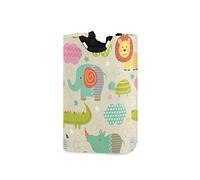 Mnsruu Baby Jungle Animals Laundry Basket Lion Elephant Collapsible Fabric Laundry Hamper Washing Bin Folding Clothes Bag