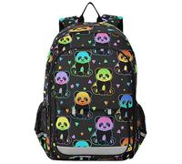 Mnsruu Backpack for Boys Girls, Panda Gradient Heart Star Backpack Students Bookbag Daypack for School Primary Teens
