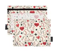Mnsruu Baseball Love Stars Pencil Pouch for 3-Ring Binder Clear Pencil Case