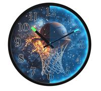 Mnsruu Basketball Shot Sparks Sport Wall Clock Luminous Bedroom Clocks Battery Operated Silent Glow in the Dark Clock for Living Room Kitchen 12 Inch