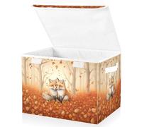 Mnsruu Baskets Collapsible Storage Bins with Lids, Fox in Autumn Woods Storage Boxes Clothes Baskets for Organizing