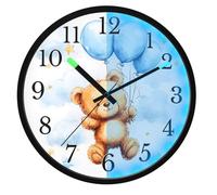 Mnsruu Bear Cloud Balloon Star Wall Clock Luminous Bedroom Clocks Battery Operated Silent Glow in the Dark Clock for Living Room Kitchen 12 Inch