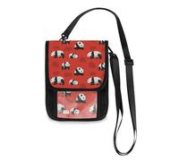 Mnsruu Bear Panda Red Travel Wallet Passport Holder Credit Card Gadget Holder Pouch Bag Unisex Crossbody Wallet Travel Neck Wallet with Adjustable Strap