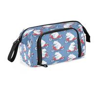 Mnsruu Bear Polar Riding Motocycle Pencil Case Large Capacity Pencil Pouch Stationery Bag for Office School