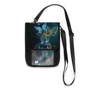 Mnsruu Beautiful Butterfly on Dark Background Travel Wallet Passport Holder Credit Card Gadget Holder Pouch Bag Unisex Crossbody Wallet Travel Neck Wallet with Adjustable Strap