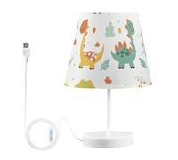 Mnsruu Bedside Lamp Dinosaur Childish Dino Table Lamp LED Bulbs Desk Lamp Fabric Shades for Bedroom Living Room, Medium