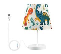 Mnsruu Bedside Lamp Dinosaur Dino Animal A Table Lamp LED Bulbs Desk Lamp Fabric Shades for Bedroom Living Room, Medium