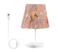 Mnsruu Bedside Lamp Rabbit Flowers Bunny Table Lamp LED Bulbs Desk Lamp Fabric Shades for Bedroom Living Room, Medium
