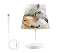 Mnsruu Bedside Lamp White Horse Pony Poppy Table Lamp LED Bulbs Desk Lamp Fabric Shades for Bedroom Living Room, Medium