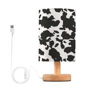 Mnsruu Bedside Table Lamp Animal Cow Print Bedside Lamps LED Light Desk Lamp Fabric Shade Small Lamp for Bedroom Living Room (Bulb Included)