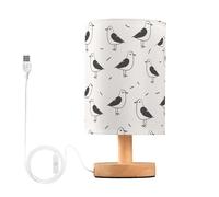Mnsruu Bedside Table Lamp Artistic Line Cute Seagull Bird Bedside Lamps LED Light Desk Lamp Fabric Shade Small Lamp for Bedroom Living Room (Bulb Included)