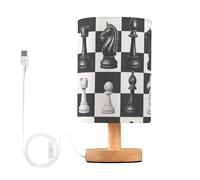 Mnsruu Bedside Table Lamp Black White Buffalo Plaid Chess Bedside Lamps LED Light Desk Lamp Fabric Shade Small Lamp for Bedroom Living Room (Bulb Included)
