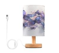 Mnsruu Bedside Table Lamp Butterflies Purple Butterfly Bedside Lamps LED Light Desk Lamp Fabric Shade Small Lamp for Bedroom Living Room (Bulb Included)