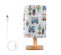 Mnsruu Bedside Table Lamp Cactus Train Cloud Bedside Lamps LED Light Desk Lamp Fabric Shade Small Lamp for Bedroom Living Room (Bulb Included)