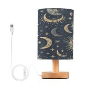 Mnsruu Bedside Table Lamp Celestial Stars and Suns Nightstand Lamps with Non Slip Base Night Light for Bedroom Living Room Decor