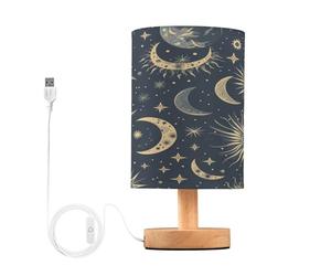 Mnsruu Bedside Table Lamp Celestial Stars and Suns Nightstand Lamps with Non Slip Base Night Light for Bedroom Living Room Decor