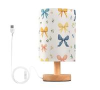 Mnsruu Bedside Table Lamp Colorful Bow Tie Pattern Bedside Lamps LED Light Desk Lamp Fabric Shade Small Lamp for Bedroom Living Room (Bulb Included)