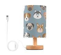 Mnsruu Bedside Table Lamp Corgi Dachshund Dog Head Pattern Bedside Lamps LED Light Desk Lamp Fabric Shade Small Lamp for Bedroom Living Room (Bulb Included)