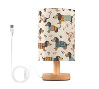 Mnsruu Bedside Table Lamp Dachshund Dog Pet Bedside Lamps LED Light Desk Lamp Fabric Shade Small Lamp for Bedroom Living Room (Bulb Included)