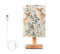 Mnsruu Bedside Table Lamp Deer Forest Nature Wildlife Bedside Lamps LED Light Desk Lamp Fabric Shade Small Lamp for Bedroom Living Room (Bulb Included)