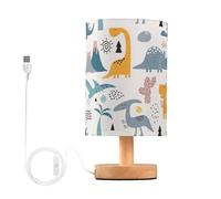 Mnsruu Bedside Table Lamp Dinosaur Cartoon Funny Dinosaur Bedside Lamps LED Light Desk Lamp Fabric Shade Small Lamp for Bedroom Living Room (Bulb Included)