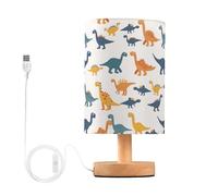 Mnsruu Bedside Table Lamp Dinosaurs Dino Doodle Bedside Lamps LED Light Desk Lamp Fabric Shade Small Lamp for Bedroom Living Room (Bulb Included)