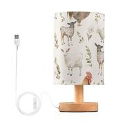Mnsruu Bedside Table Lamp Farm Rooster Animal Bedside Lamps LED Light Desk Lamp Fabric Shade Small Lamp for Bedroom Living Room (Bulb Included)