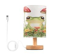 Mnsruu Bedside Table Lamp Frog Mushroom Bedside Lamps LED Light Desk Lamp Fabric Shade Small Lamp for Bedroom Living Room (Bulb Included)