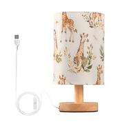 Mnsruu Bedside Table Lamp Giraffe Beige Bedside Lamps LED Light Desk Lamp Fabric Shade Small Lamp for Bedroom Living Room (Bulb Included)