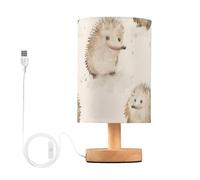 Mnsruu Bedside Table Lamp Hedgehog Forest Animals Bedside Lamps LED Light Desk Lamp Fabric Shade Small Lamp for Bedroom Living Room (Bulb Included)