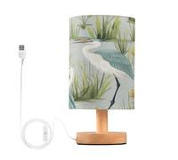 Mnsruu Bedside Table Lamp Heron Bird Swamp Grass Nightstand Lamps with Non Slip Base Night Light for Bedroom Living Room Decor