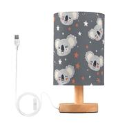 Mnsruu Bedside Table Lamp Koala Animal Forest Bedside Lamps LED Light Desk Lamp Fabric Shade Small Lamp for Bedroom Living Room (Bulb Included)