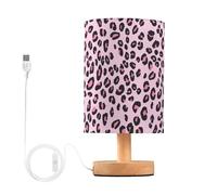 Mnsruu Bedside Table Lamp Leopard Print Cheetah Pink Bedside Lamps LED Light Desk Lamp Fabric Shade Small Lamp for Bedroom Living Room (Bulb Included)