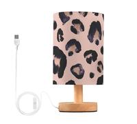 Mnsruu Bedside Table Lamp Pink Leopard Print Bedside Lamps LED Light Desk Lamp Fabric Shade Small Lamp for Bedroom Living Room (Bulb Included)