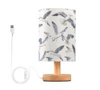Mnsruu Bedside Table Lamp Seagulls Farm Animal Bedside Lamps LED Light Desk Lamp Fabric Shade Small Lamp for Bedroom Living Room (Bulb Included)